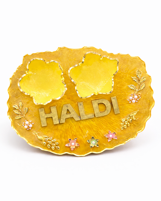 Custom Haldi Resin Platter – Personalized Wedding Ceremony Tray