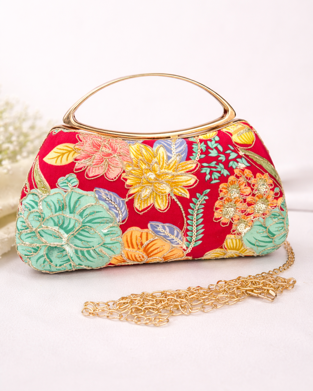 Hand Embroidered Beaded Clutch – Elegant Designer Evening Bag