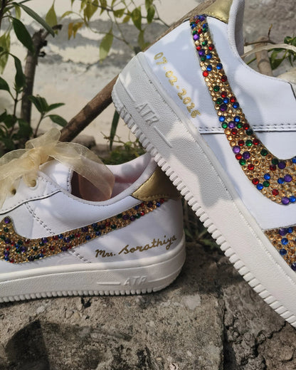 Custom Crystal Embellished Bridal Sneakers – Personalized Wedding Shoes