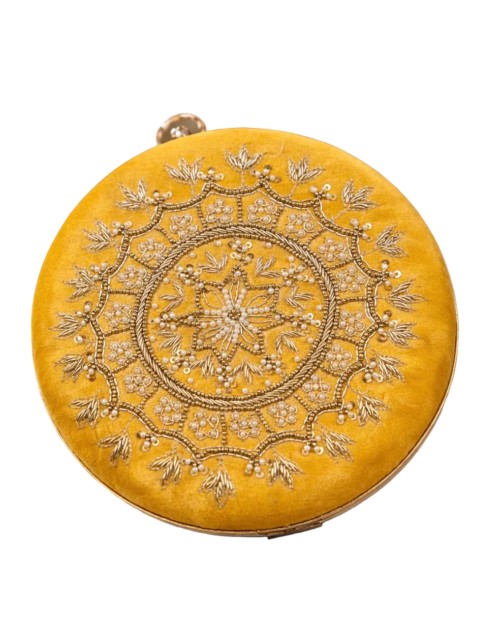 Luxury Embroidered Velvet Clutch with Pearl Detailing & Chain Sling