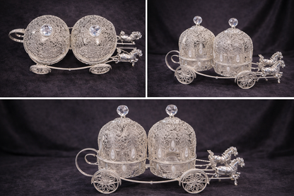 Royal Silver Carriage Candy Bowl with Crystal Lid