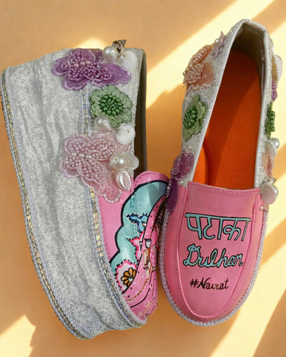 Custom Boss Bride Shoes – Bridal Slip-On Sneakers with Handcrafted Rhinestone Design