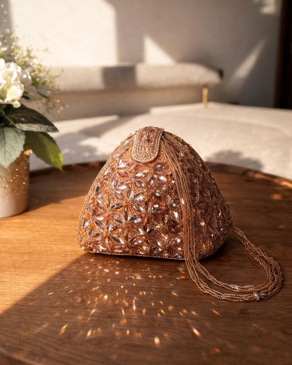 Luxury Crystal Embellished Potli Clutch with Beaded Handle