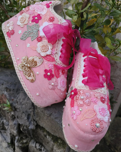 Pink Floral Embellished Bridal Platform Sneakers – Custom Wedding Shoes