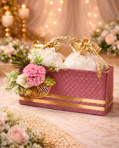 Luxury Wedding Gift Basket with Potli Set – Premium Bridal Hamper