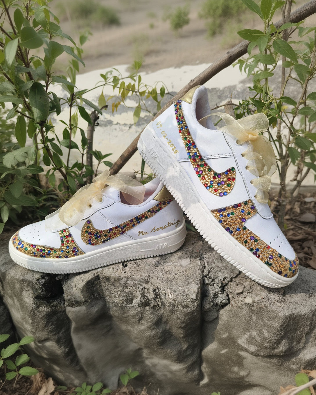 Custom Crystal Embellished Bridal Sneakers – Personalized Wedding Shoes