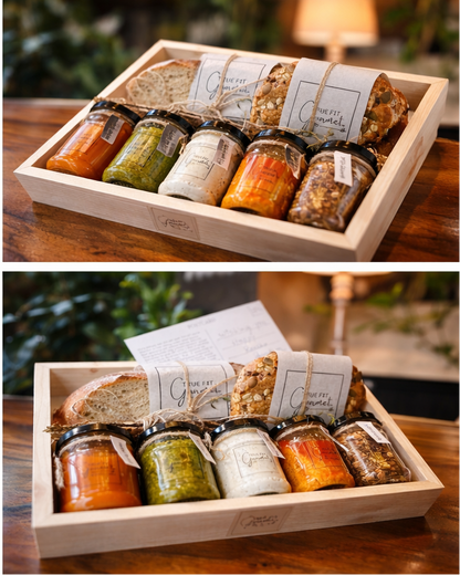 Luxury Artisan Wooden Gift Hamper with Rustic Styling and Premium Presentation