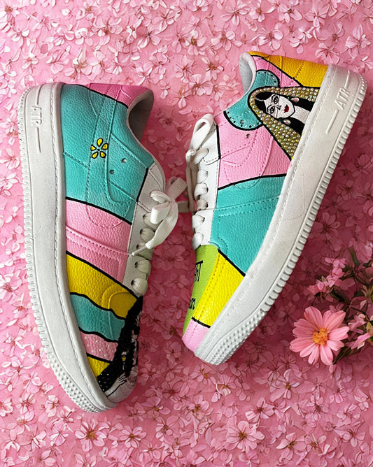 Custom Dulhan Sneakers – Hand-Painted Bridal Shoes with Punjabi “Pataka Dulhan” Design