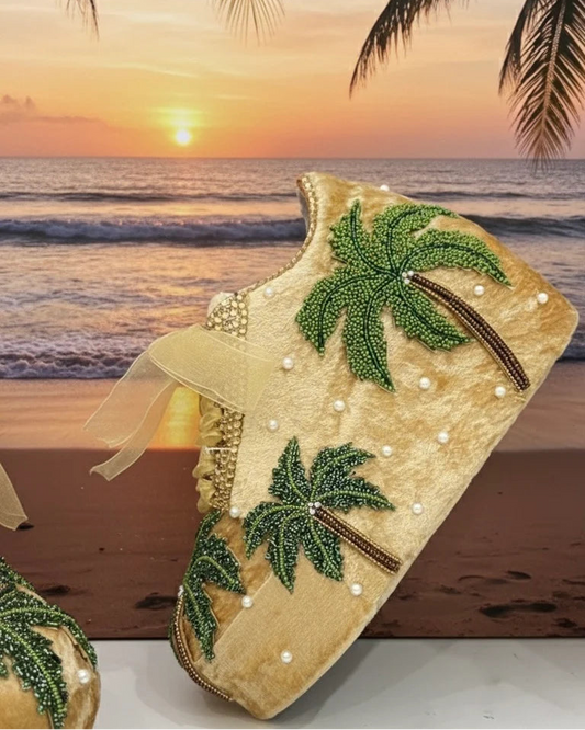 Tropical Palm Tree Bridal Platform Sneakers – Beach Wedding Statement Shoes