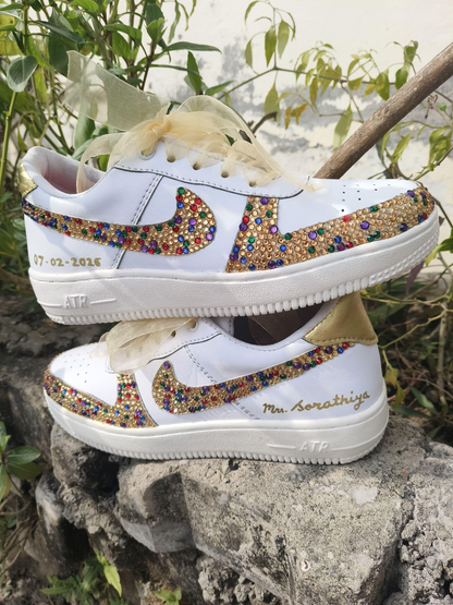 Custom Crystal Embellished Bridal Sneakers – Personalized Wedding Shoes