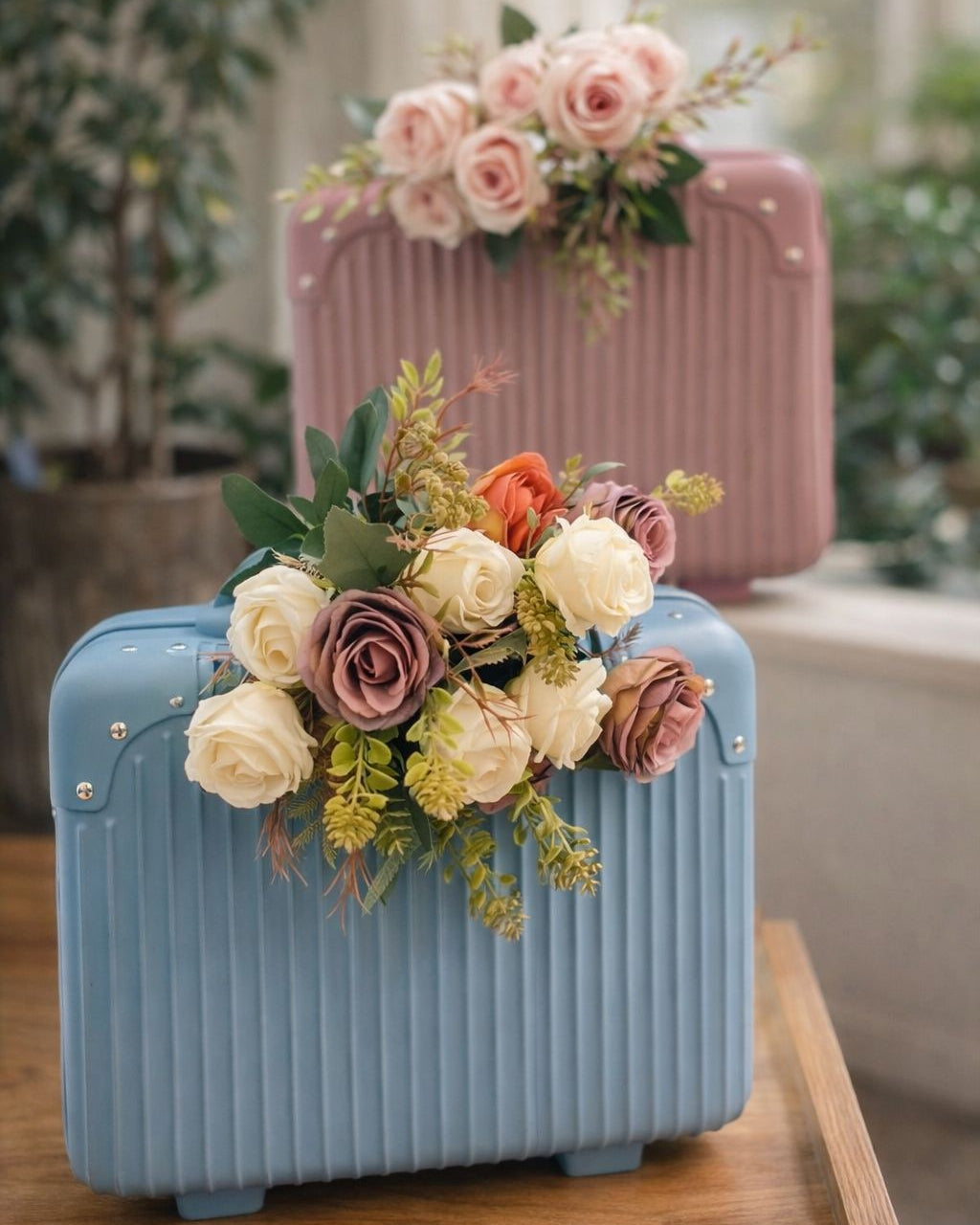 Pastel Travel-Themed Floral Gift Box with Decorative Storage for Edible Hampers