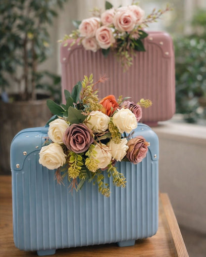 Pastel Travel-Themed Floral Gift Box with Decorative Storage for Edible Hampers