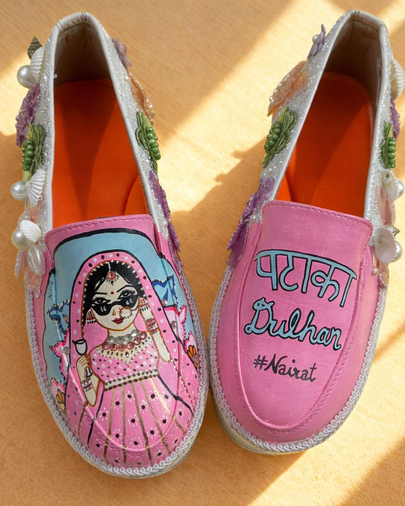 Custom Boss Bride Shoes – Bridal Slip-On Sneakers with Handcrafted Rhinestone Design