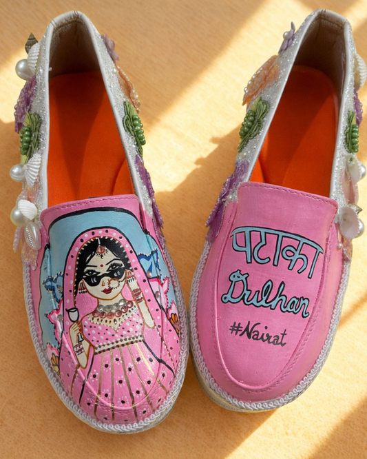 Custom Boss Bride Shoes – Bridal Slip-On Sneakers with Handcrafted Rhinestone Design